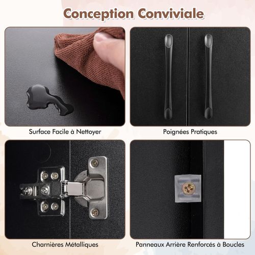 Meuble TV Suspendu Flottant 108x33x31cm, 2 Portes Avec Cubes De Rangement, Pour Salon，noir