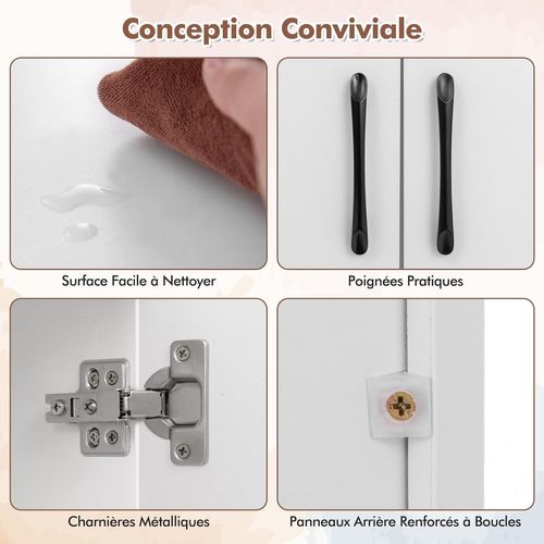 Meuble TV Suspendu Flottant à 2 Portes, 2 Cubes, Console Multimédia TV Convient (blanc)