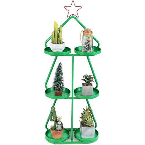 Chariot Rangement 3 Niveaux Thème Renne Noël, Cadre Métal, Roues, 44x22.5x109.5cm ,vert