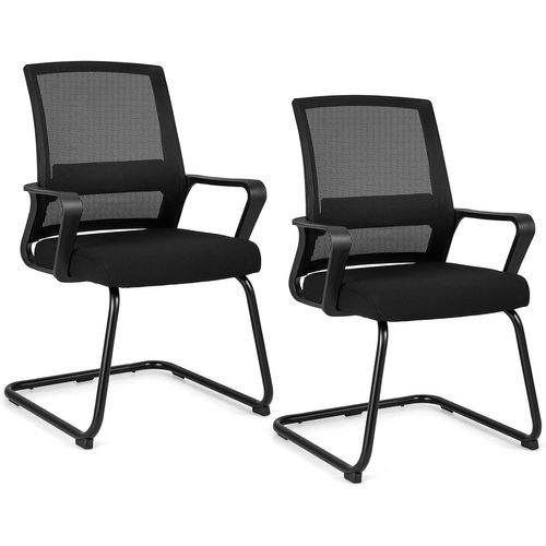 Lot 2 Chaises Bureau Ergonomiques, Dossier Maille, Siège Rembourré, Réception (noir)