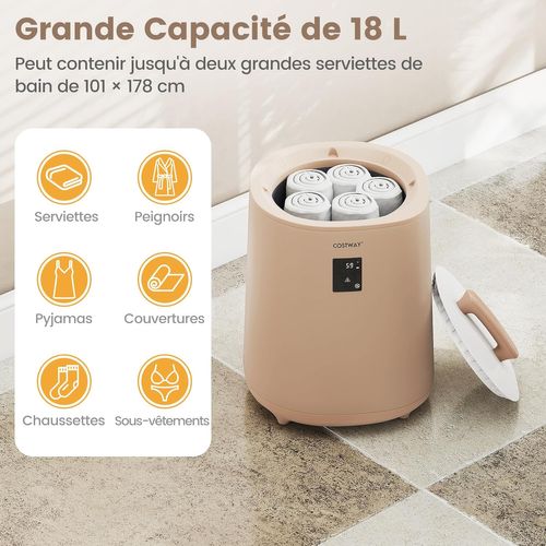 Chauffe-serviettes 18l Avec Écran LED, Minuterie Réglable, Arrêt Auto, Portable ,marron