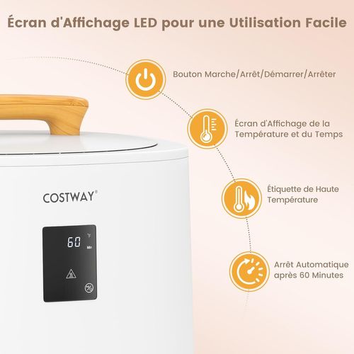 Chauffe-serviettes 18l Avec Écran LED, Minuterie Réglable, Arrêt Auto, Portable ,blanc