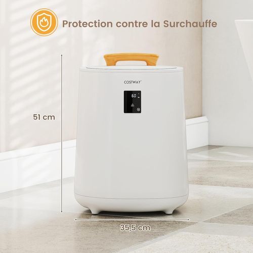 Chauffe-serviettes 18l Avec Écran LED, Minuterie Réglable, Arrêt Auto, Portable ,blanc