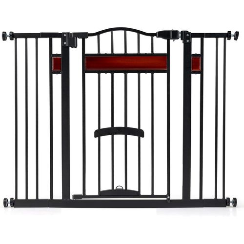 Barrière Sécurité Chien 74-104cm, Porte Relevable,verrouillage Auto, Montage Pression,noir