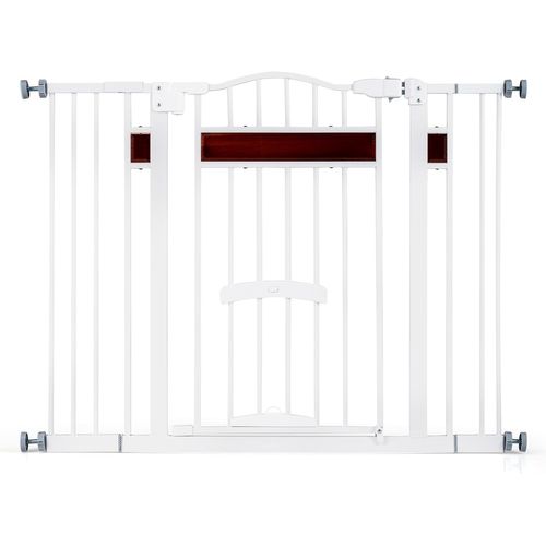 Barrière Sécurité Chien 74-104cm, Porte Relevable,verrouillage Auto, Montage Pression,blanc