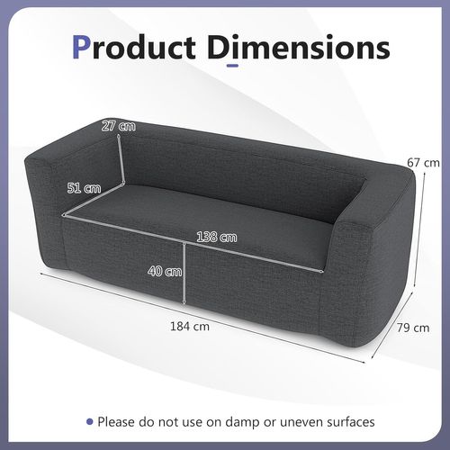 Canapé Gonflable 2-3 Places, Housse Détachable, Accoudoirs Larges ,184x79x67cm,gris
