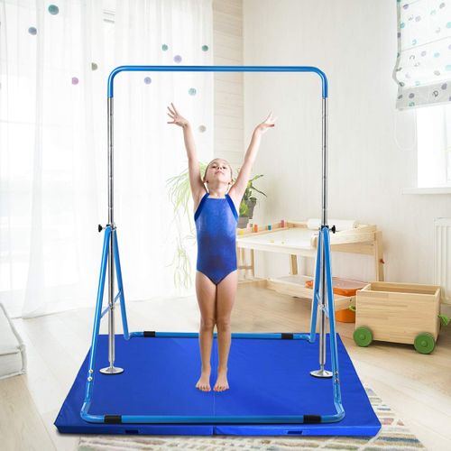Barre Gymnastique Extensible 90-137cm, Structure Triangulaire, Charge 68kg (bleu)