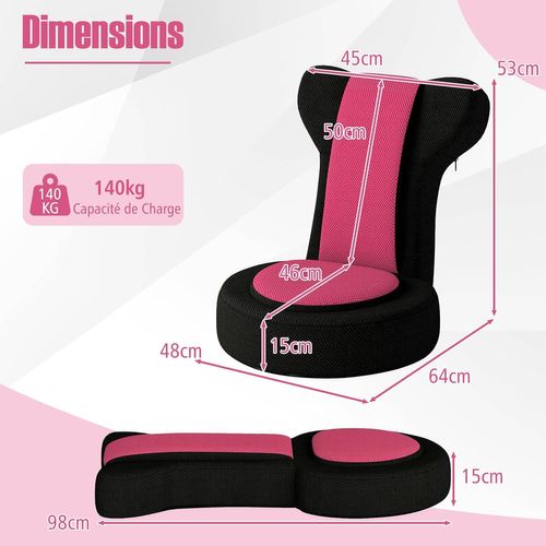 Fauteuil De Sol Pliable 48x64x53cm, Appuie-tête Et Dossier Réglables,coussin Rembourré ,rose