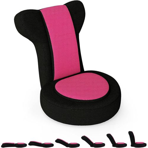 Fauteuil De Sol Pliable 48x64x53cm, Appuie-tête Et Dossier Réglables,coussin Rembourré ,rose