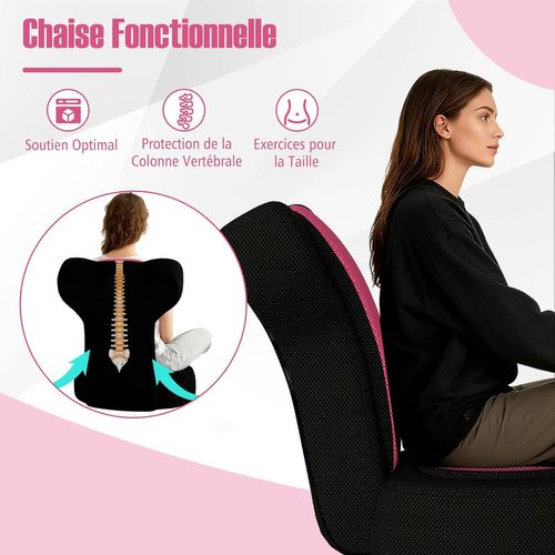 Fauteuil De Sol Pliable 48x64x53cm, Appuie-tête Et Dossier Réglables,coussin Rembourré ,rose