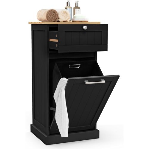 Meuble Salle De Bain Avec Tiroir,meuble Linge Placard 38l,panier à Linge Amovible,40x37x82cm,noir