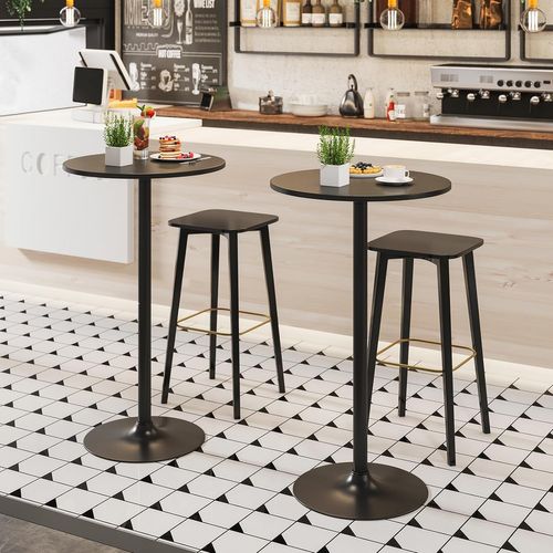 Table Bistrot Ronde, Table De Bar 101,5 Cm, Hauteur Transformable En Table Basse 56 Cm (noir,2)