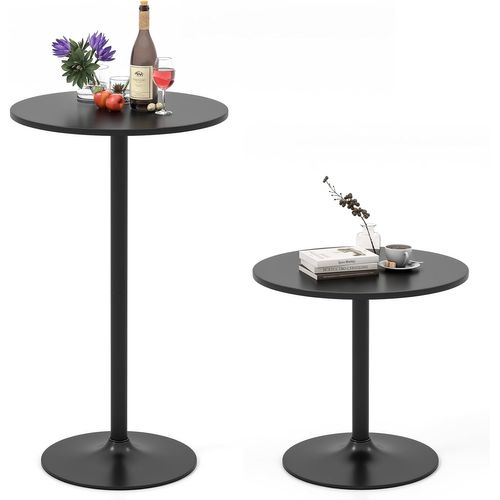 Table Bistrot Ronde, Table De Bar 101,5 Cm, Hauteur Transformable En Table Basse 56 Cm (noir,2)
