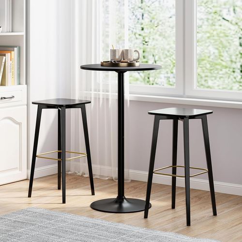 Table Bistrot Ronde, Table De Bar 101,5 Cm, Hauteur Transformable En Table Basse 56 Cm (noir,2)