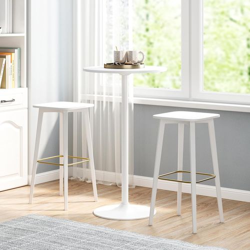 Table Bistrot Ronde, Table De Bar 101,5 Cm, Hauteur Transformable En Table Basse 56 Cm (blanc,1)