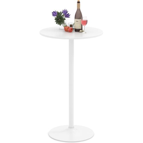 Table Bistrot Ronde, Table De Bar 101,5 Cm, Hauteur Transformable En Table Basse 56 Cm (blanc,1)