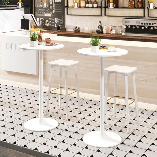 Table Bistrot Ronde, Table De Bar 101,5 Cm, Hauteur Transformable En Table Basse 56 Cm (blanc,2)