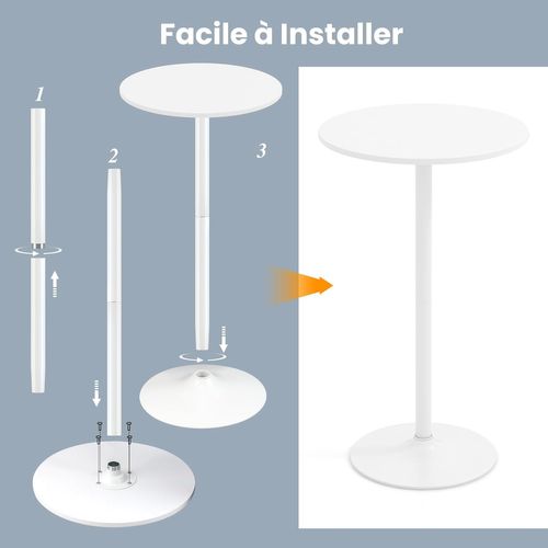 Table Bistrot Ronde, Table De Bar 101,5 Cm, Hauteur Transformable En Table Basse 56 Cm (blanc,2)