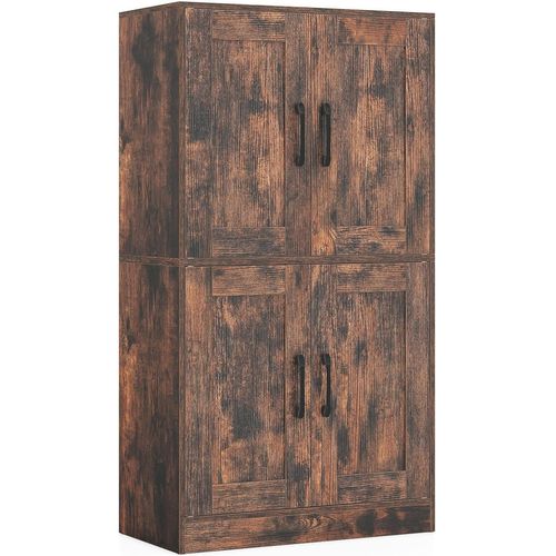 Armoire De Salle De Bain, Meuble De Rangement Avec 4 Portes, Étagères Réglables(marron Rustique)