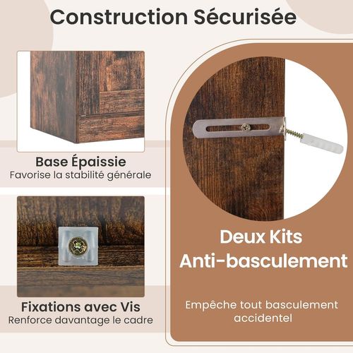 Armoire De Salle De Bain, Meuble De Rangement Avec 4 Portes, Étagères Réglables(marron Rustique)