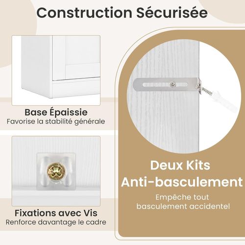 Armoire De Salle De Bain, Meuble De Rangement Avec 4 Portes, Étagères Réglables (blanc)