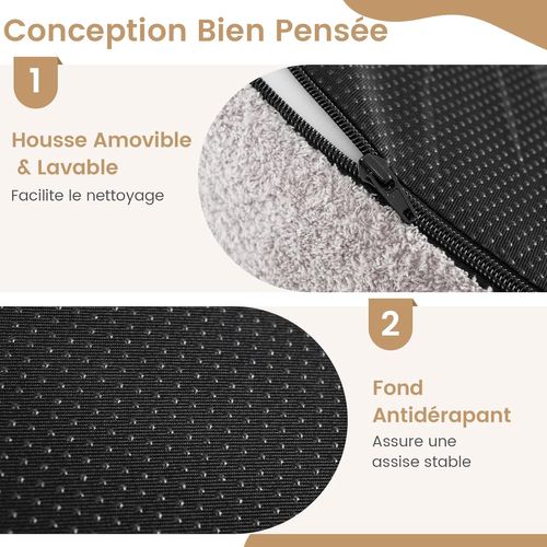 Canapé Compressé Rond,canapé Simple Avec Rembourrage En Éponge Et Revêtement En Peluche(gris)