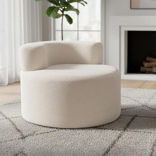 Canapé Compressé Rond, Canapé Simple Avec Rembourrage En Éponge Et Revêtement En Peluche(beige)