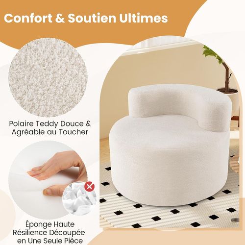 Canapé Compressé Rond, Canapé Simple Avec Rembourrage En Éponge Et Revêtement En Peluche(beige)