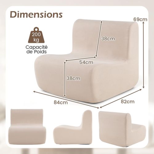 Fauteuil De Sol Avec Dossier Et Courbe Ergonomique, Rembourrage En Éponge (beige)