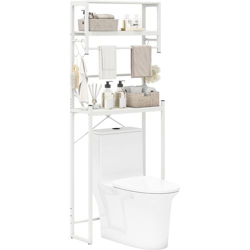 Étagère De Toilette, Meuble Wc, 3 Niveaux, Étagère De Salle De Bain,64 X 24 X 162 Cm, Blanc