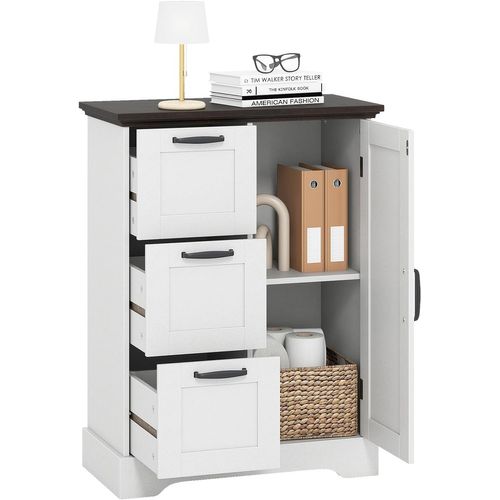 Meuble Salle De Bain Rangement, Armoire De Rangement Style Ferme Avec Porte De Grange(blanc)