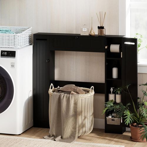 Meuble Wc Au-dessus Des Toilettes, Etagère De Rangement De Salle De Bains(19,5 X 89 X 99 Cm,noir)