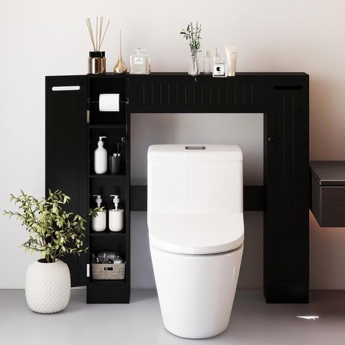 Meuble Wc Au-dessus Des Toilettes, Etagère De Rangement De Salle De Bains(19,5 X 89 X 99 Cm,noir)
