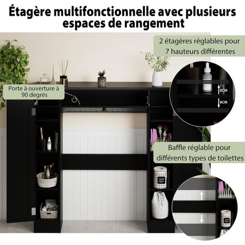 Meuble Wc Au-dessus Des Toilettes, Etagère De Rangement De Salle De Bains(19,5 X 89 X 99 Cm,noir)