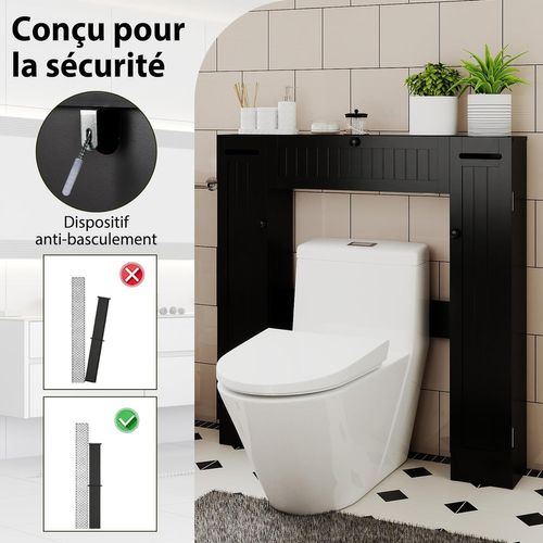 Meuble Wc Au-dessus Des Toilettes, Etagère De Rangement De Salle De Bains(19,5 X 89 X 99 Cm,noir)