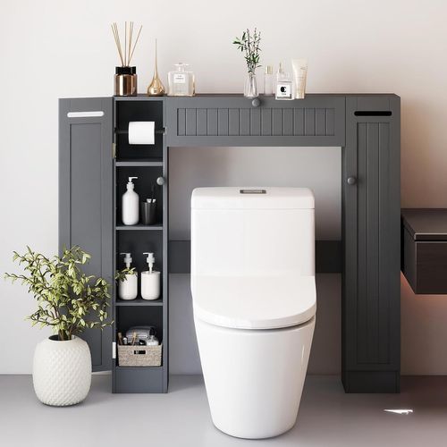 Meuble Wc Au-dessus Des Toilettes, Etagère De Rangement De Salle De Bains(19,5 X 89 X 99 Cm,gris)