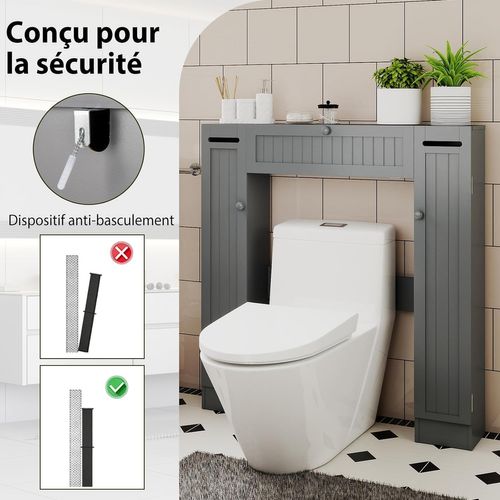 Meuble Wc Au-dessus Des Toilettes, Etagère De Rangement De Salle De Bains(19,5 X 89 X 99 Cm,gris)