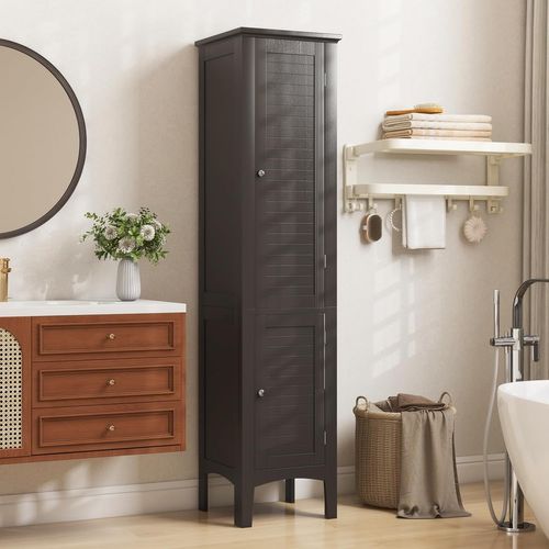 Meuble De Rangement Salle De Bain,colonne Sur Pied Avec Rangement à 5 Niveaux,37x37x160cm,brun