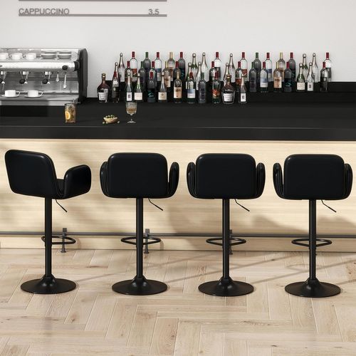 Lot De 2 Tabourets De Bar Pivotants, Chaises De Bar En Pu Avec Hauteur Réglable(noir)