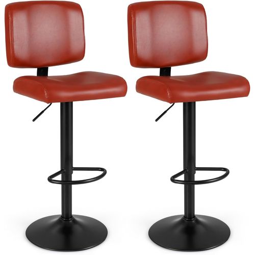 Lot De 2 Tabourets Bar, Chaises De Bar En Pu Avec Dossier, Hauteur Réglable