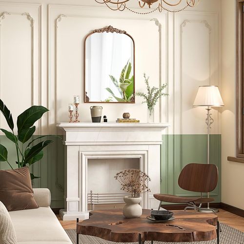 Miroir Mural Arch,cadre En Métal,réflexion Hd,2 Crochets De Suspension(90 X 61 Cm)