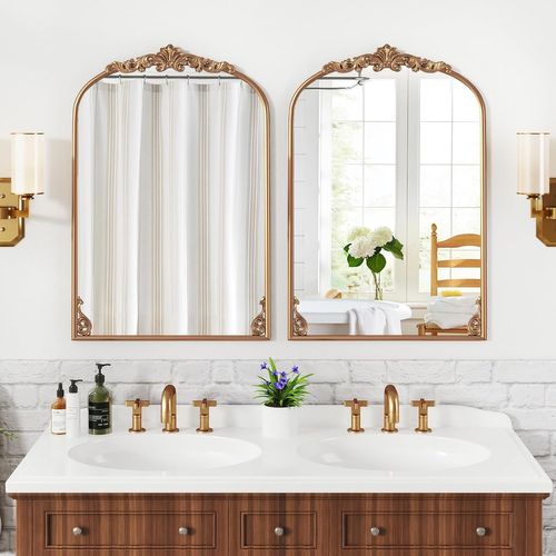 Miroir Mural Arch,cadre En Métal,réflexion Hd,2 Crochets De Suspension(90 X 61 Cm)