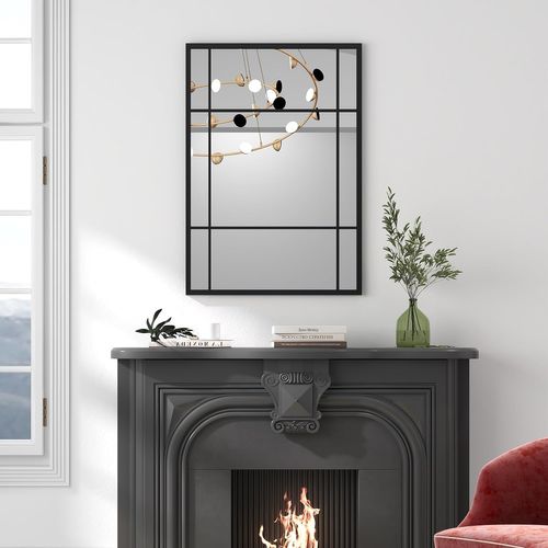 Miroir Mural Rectangulaire 100 X 70 Cm,cadre En Métal,installation Facile,noir(style 2)