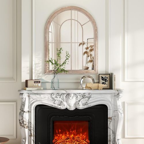 Grand Miroir Mural Arche Exterieur Interieur,cadre Métallique,4 Mm Réflexion Hd(88 X 69,5 Cm)
