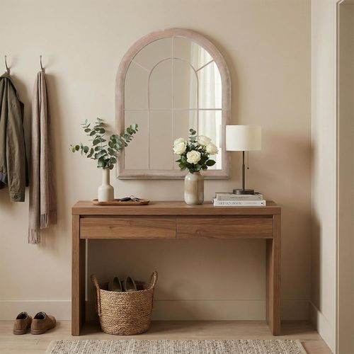 Grand Miroir Mural Arche Exterieur Interieur,cadre Métallique,4 Mm Réflexion Hd(88 X 69,5 Cm)