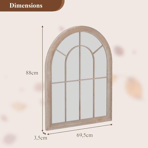 Grand Miroir Mural Arche Exterieur Interieur,cadre Métallique,4 Mm Réflexion Hd(88 X 69,5 Cm)
