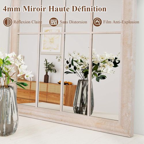 Grand Miroir Mural Arche Exterieur Interieur,cadre Métallique,4 Mm Réflexion Hd(88 X 69,5 Cm)