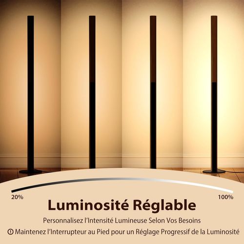 Lampadaire LED En Bambou 122 Cm,lampe Sur Pied Avec Interrupteur à Pied,3 Températures De Couleur