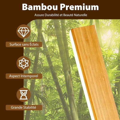 Lampadaire LED En Bambou 122 Cm,lampe Sur Pied Avec Interrupteur à Pied,3 Températures De Couleur