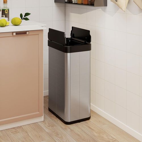 Poubelle Cuisine Automatique 60 L,poubelle En Acier Inoxydable,capteur Mouvement Infrarouge(argent)